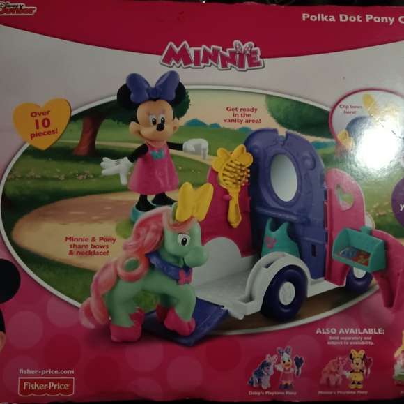NEW NIB Fisher Price Disney Junior Minnie Mouse Polka Dot Pony Cart Ages 2+ - Picture 2 of 2